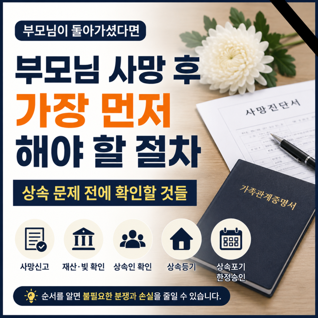 부모님 사망 후 해야 할 일 순서, 상속 전에 꼭 확인할 절차 chatgpt image 2026년 5월 27일 오후 05 04 51
